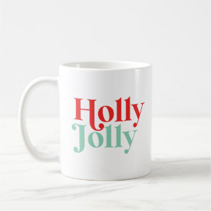 Caneca De Café Modern Font Boho Holly Jolly Natal