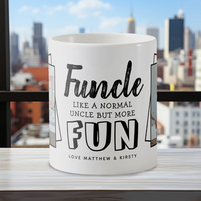 Caneca De Café Modern Funny Cote 'Funcle' 2 x Foto | Tio (Criador carregado)
