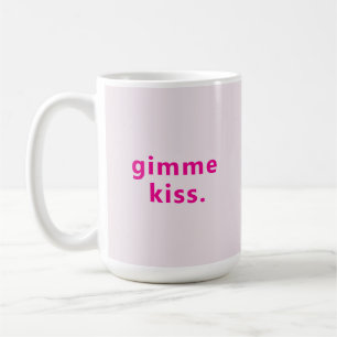Caneca De Café Modern Gimme Beijo Tipografia Texto Rosa