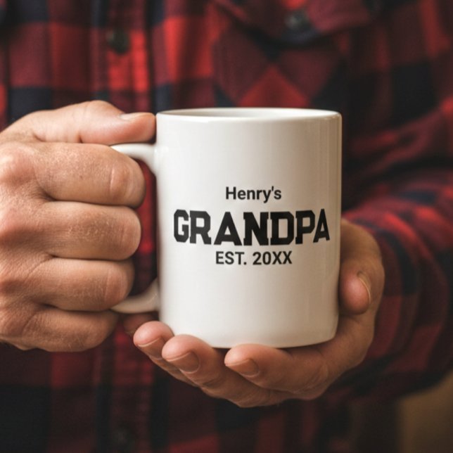 Caneca De Café Modern Grandpa Established Est. Name Year  (Criador carregado)