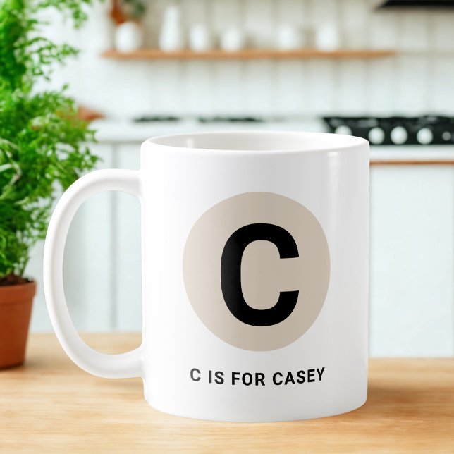 Caneca De Café Modern Initial Mug – “C is for [Name]” Design (Criador carregado)