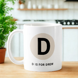 Caneca De Café Modern Initial Mug – “D is for [Name]” Design