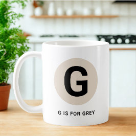 Caneca De Café Modern Initial Mug – “G is for [Name]” Design