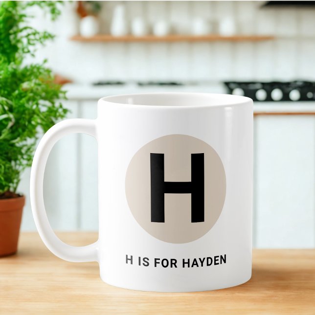 Caneca De Café Modern Initial Mug – “H is for [Name]” Design (Criador carregado)