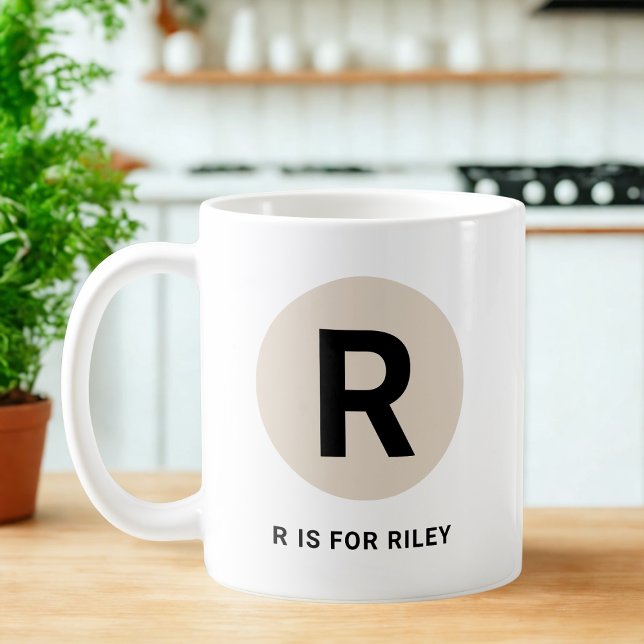 Caneca De Café Modern Initial Mug – “R is for [Name]” Design (Criador carregado)