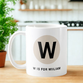 Caneca De Café Modern Initial Mug – “W is for [Name]” Design