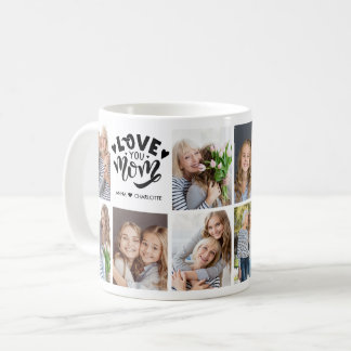 Caneca De Café Modern Love You Mom Custom Photo Collage Mother