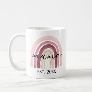Caneca De Café Modern Mama Script Boho Rainbow Mug