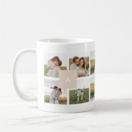 Caneca De Café Modern Minimal 10-Photo Collage Couple Initials