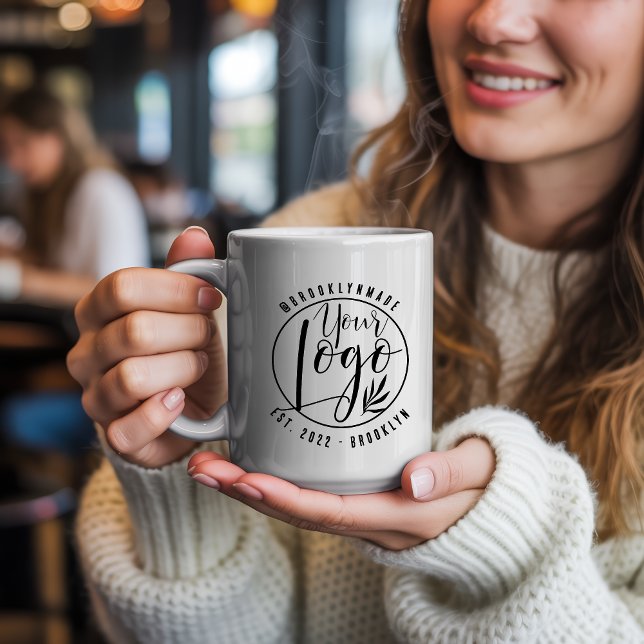 Caneca De Café Modern Minimal black Your Logo Social Business (Modern Minimal black Your Logo Social Business Coffee Mug)