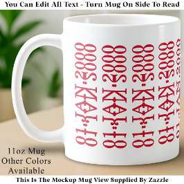 Caneca De Café Modern Minimalist Date Hidden Message Custom Red