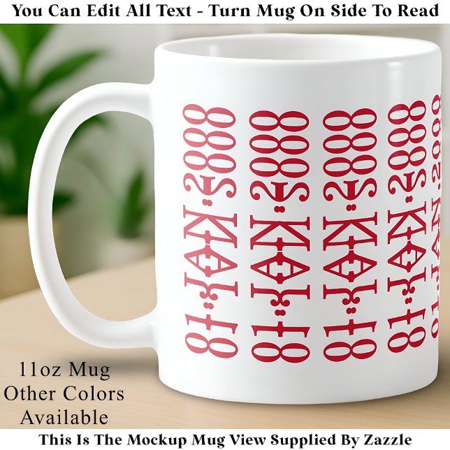 Caneca De Café Modern Minimalist Date Hidden Message Custom Red (Criador carregado)