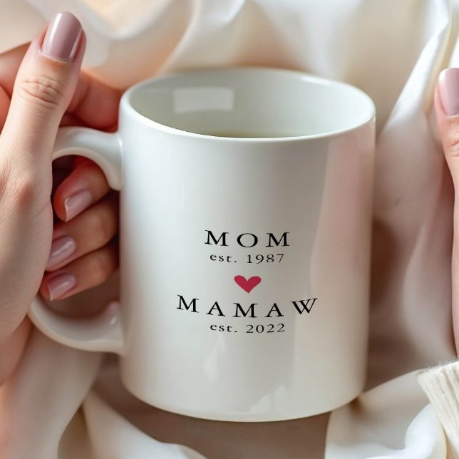 Caneca de Café Modern Mom | Memaw Ano de Est. (Criador carregado)