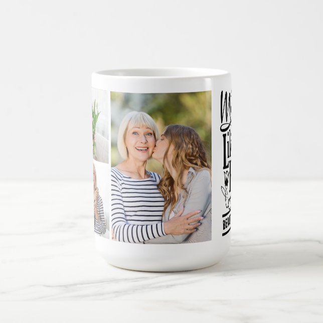 Caneca De Café Modern Mother Quote Family Photo Collage  (Centro)
