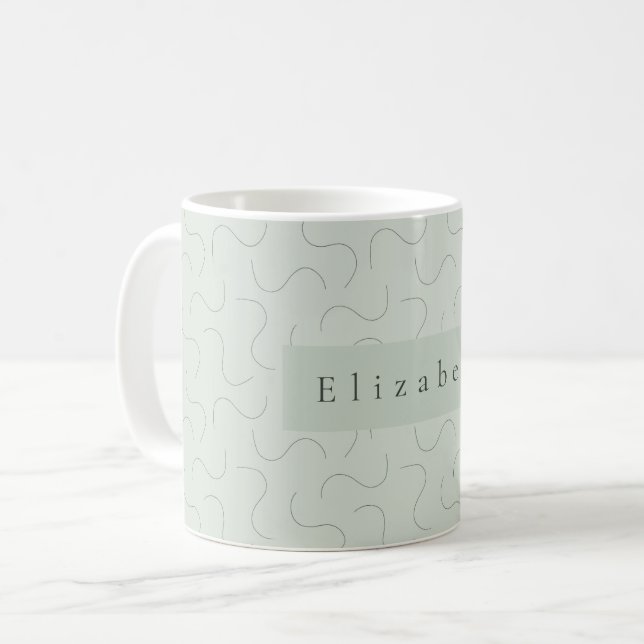 Caneca De Café Modern Name Mug Sage Green (Frente Esquerda)