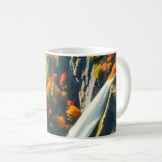 Caneca De Café Modern Navy & Gold Abstract Mountain Peak – Luxury (Frente Esquerda)