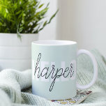 Caneca De Café Modern Pastel Mint Hello E Você Nome<br><div class="desc">Modern Pastel Mint Hello E Você Nome</div>