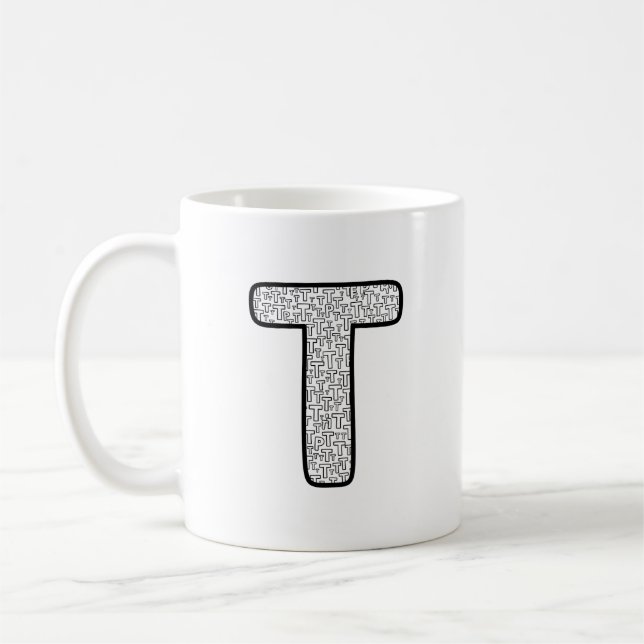 Caneca De Café Modern Patterned Letter P Monogram Ceramic Mug (Esquerda)