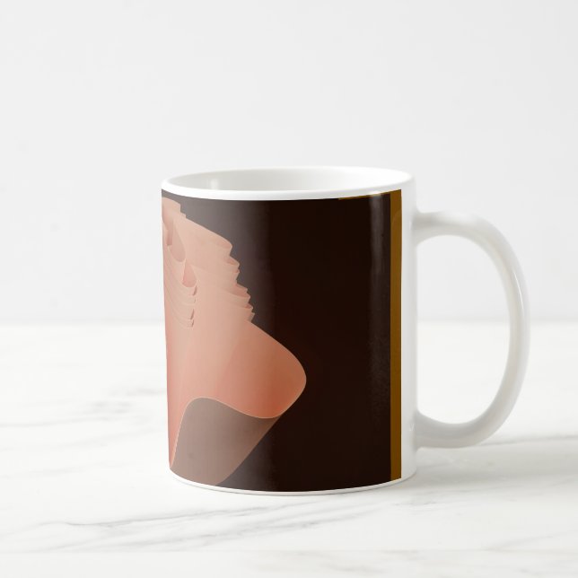 Caneca De Café "Modern Peach Ruffle Abstrato Art Mug" (Direita)
