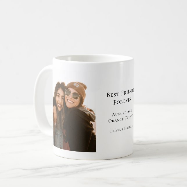 Caneca De Café Modern Personalized Best Friends Forever 2 Photo (Frente Esquerda)