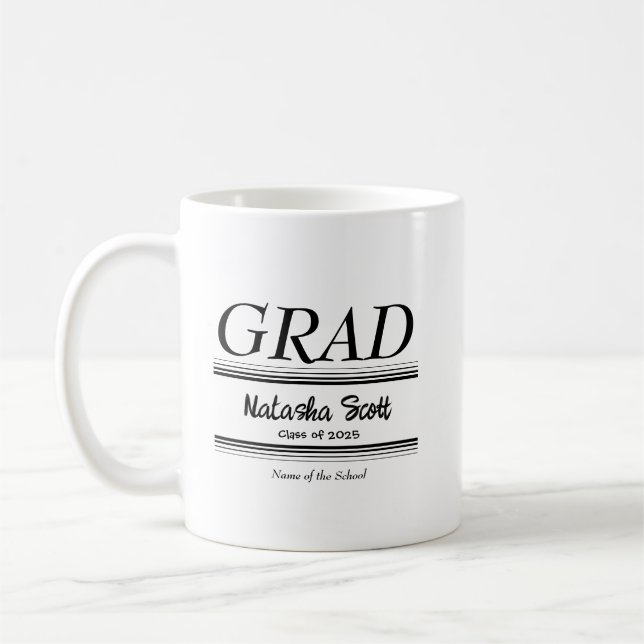 Caneca De Café Modern Personalized grad school Graduation (Esquerda)