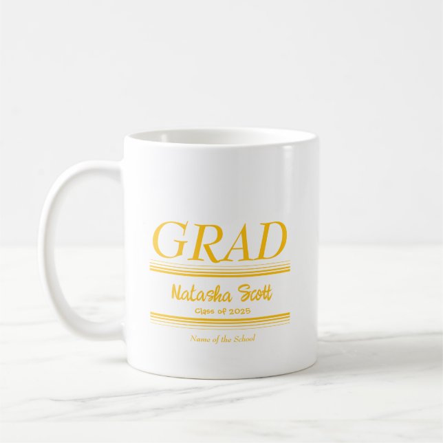 Caneca De Café Modern Personalized grad school Graduation (Esquerda)