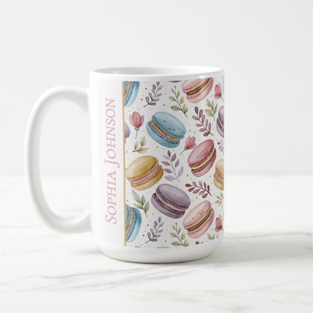 Caneca De Café Modern Personalized Macaron Desserts (Esquerda)