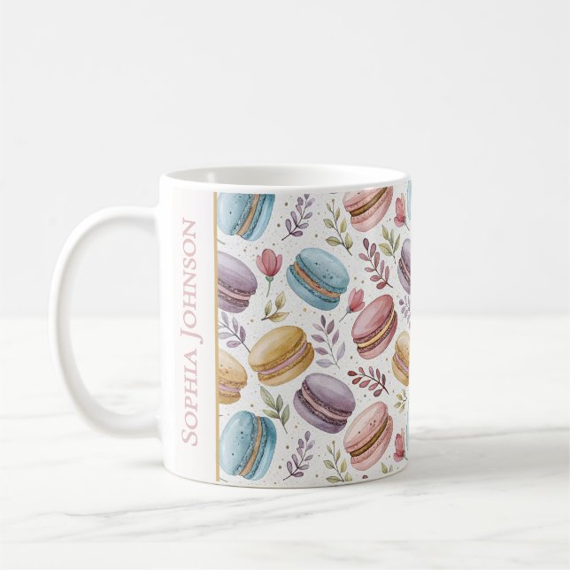 Caneca De Café Modern Personalized Macaron Desserts (Esquerda)