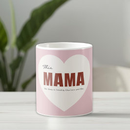 Caneca De Café Modern Personalized Mama Heart Mug