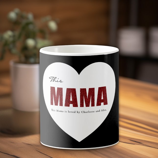 Caneca De Café Modern Personalized Mama Heart Mug (Criador carregado)