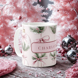 Caneca De Café Modern Pink Christmas Ornament Personalized Mug