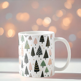 Caneca De Café Modern Pink Christmas Tree Pattern Mug