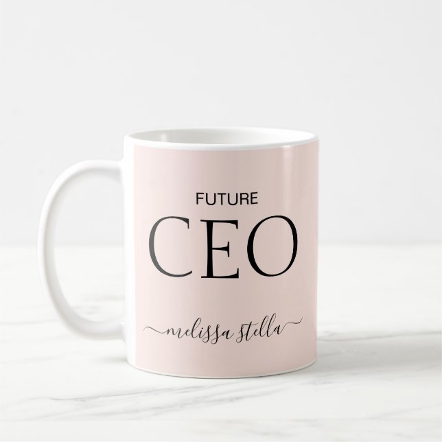 Caneca De Café Modern Pink Future CEO Name | Girly Gift (Esquerda)