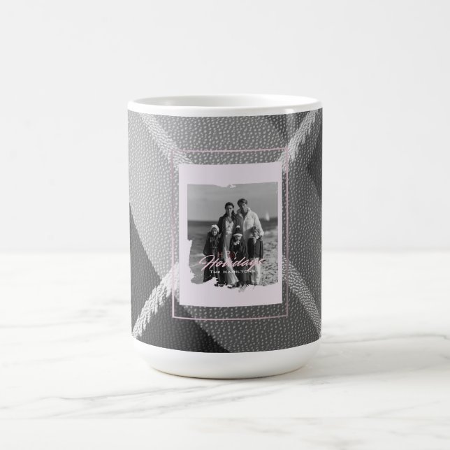 Caneca De Café Modern Plaid Rustic Photo Christmas mug (Centro)