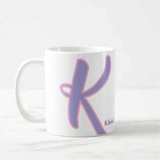 Caneca De Café Modern Purple & Pink Monogram Personalized Name K