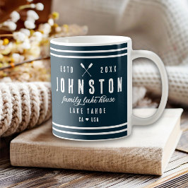 Caneca De Café Modern Rustic Lake House | Branco Marinho