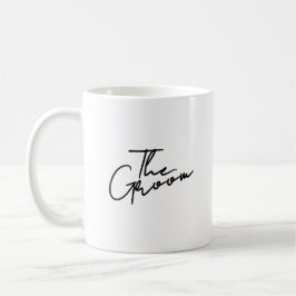 Caneca De Café Modern script the groom T-Shirt