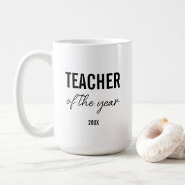 Caneca De Café Modern Simple Black Script Personalized Teacher