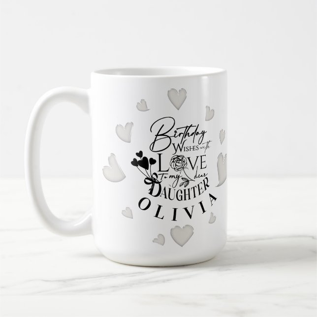 Caneca De Café Modern Simple Daughter Birthday Design (Esquerda)
