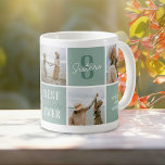 Caneca De Café Modern Sister Sibling Photo Collage Green<br><div class="desc">Sip in style with your sister! Our Cute Sibling Coffee Mug, adorned with elegant green squares, and inscribed with quotes that tug at the heartstrings of any sisterhood. What makes it even more special is the personal touch of adding your 5 favourite photos with your sister, making every coffee break...</div>