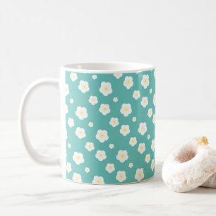 Caneca De Café Modern Spring  aqua  gradient yellow flora pattern