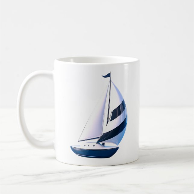 Caneca De Café Modern Striped Sailboat  (Esquerda)