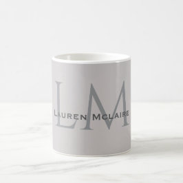 Caneca De Café Modern Taupe Gray Monogram Office Style