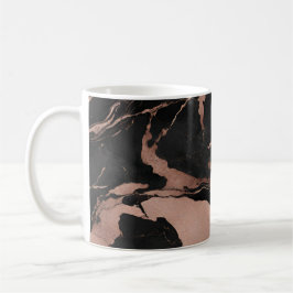 Caneca De Café Modern Trendy Black Rose Gold Marble