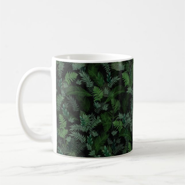 Caneca De Café Modern tropical green foliage Black pattern (Esquerda)