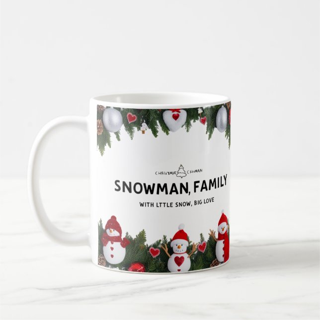 Caneca De Café Modern Typography Snowman Family Classic  (Esquerda)