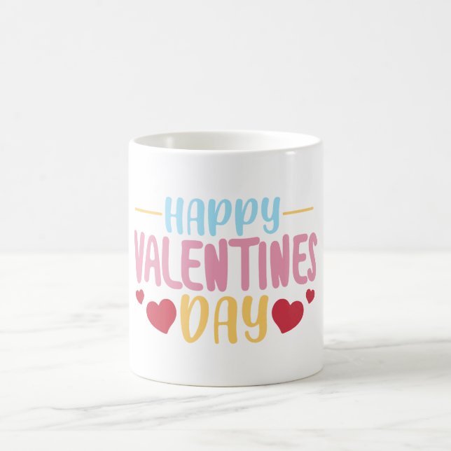 Caneca De Café Modern Valentines Day Typography  (Centro)