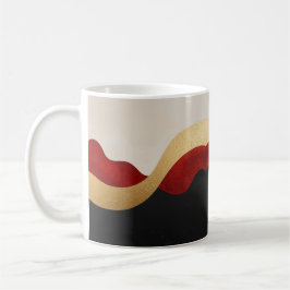 Caneca De Café Modern Wave Gold Red Black 