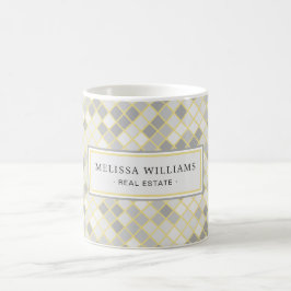 Caneca De Café Modern Yellow & Gray Geometric Business Logo