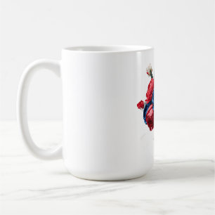 Caneca De Café Moderna arte de rosa vermelha e azul minimalista e